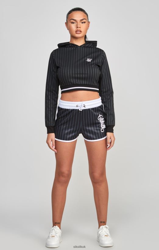 SikSilk Apparel 020XHH85 Black Varsity Crop Track Top Women
