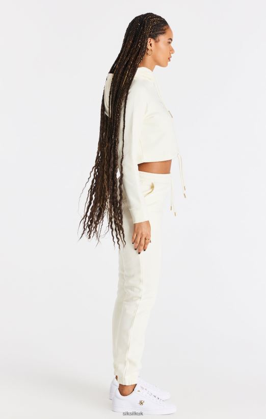 SikSilk Apparel 020XHH86 Ecru Cropped Hoodie Women