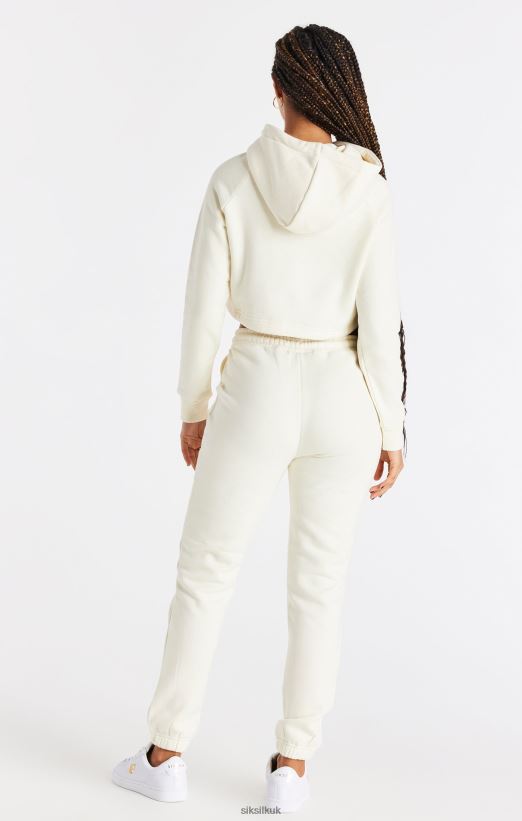 SikSilk Apparel 020XHH86 Ecru Cropped Hoodie Women