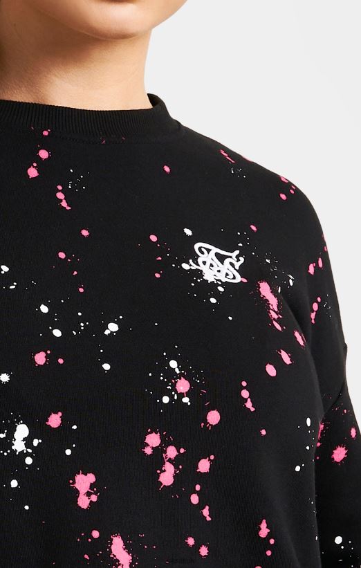 SikSilk Apparel 020XHH92 Black Paint Splatter Sweatshirt Women