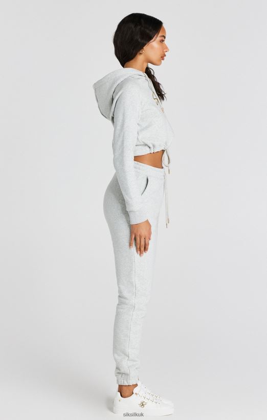 SikSilk Apparel 020XHH95 Grey Marl Signature Crop Hoodie Women