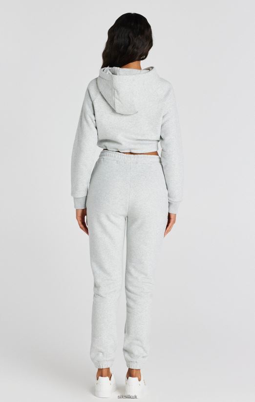 SikSilk Apparel 020XHH95 Grey Marl Signature Crop Hoodie Women