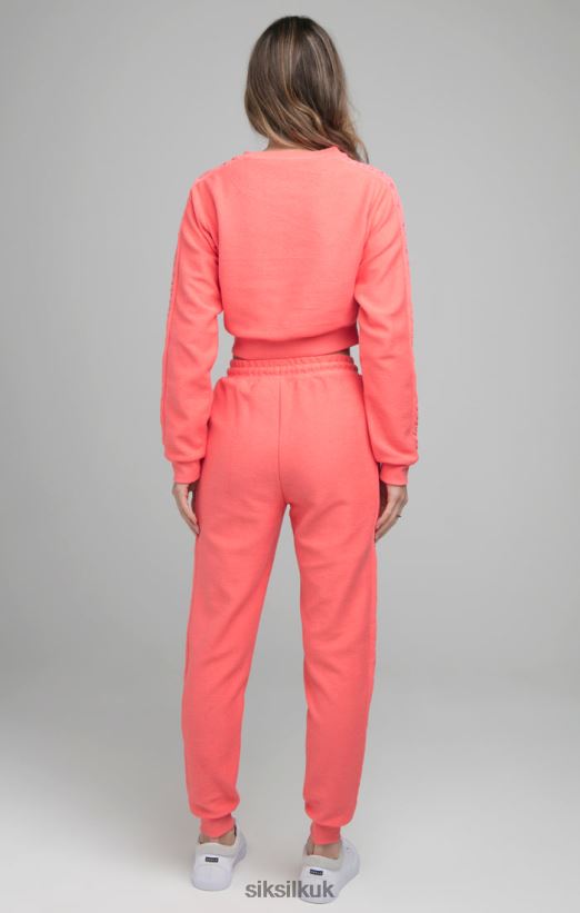 SikSilk Apparel 020XHH96 Loopback Embroidered Crop Sweat - Pink Women