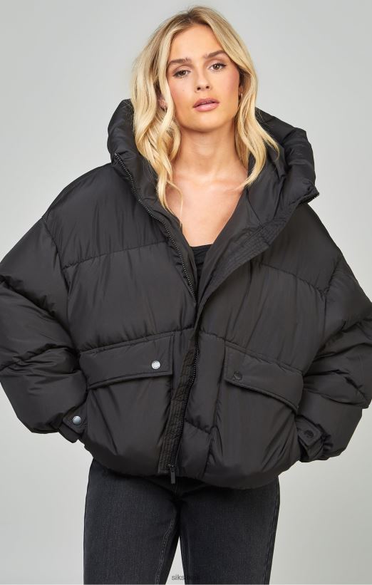 SikSilk Apparel 020XHH124 Black Oversized Padded Coat Women