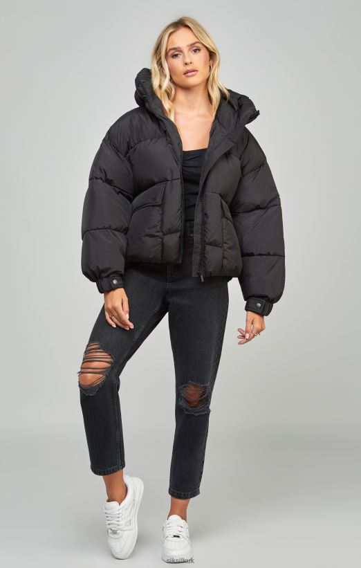 SikSilk Apparel 020XHH124 Black Oversized Padded Coat Women