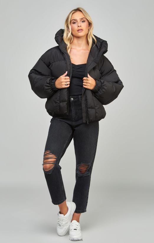SikSilk Apparel 020XHH124 Black Oversized Padded Coat Women