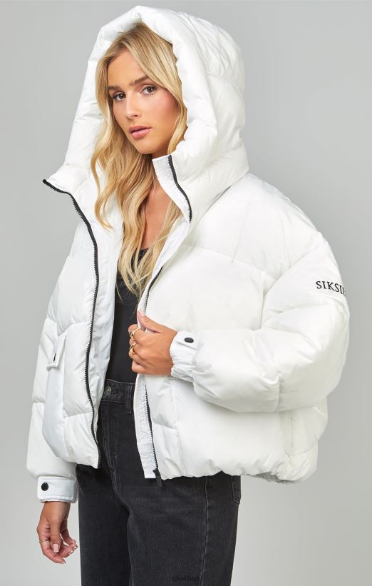 SikSilk Apparel 020XHH125 White Oversized Padded Coat Women