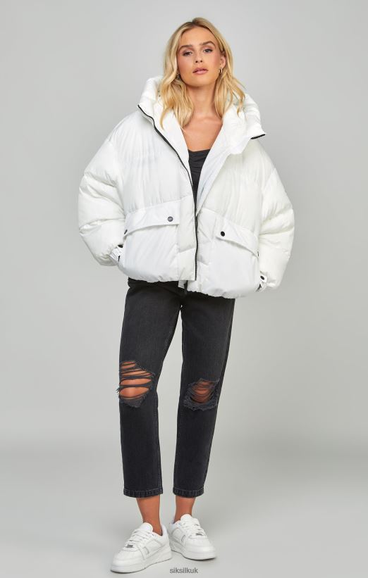SikSilk Apparel 020XHH125 White Oversized Padded Coat Women