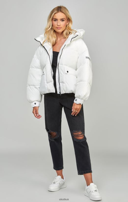SikSilk Apparel 020XHH125 White Oversized Padded Coat Women