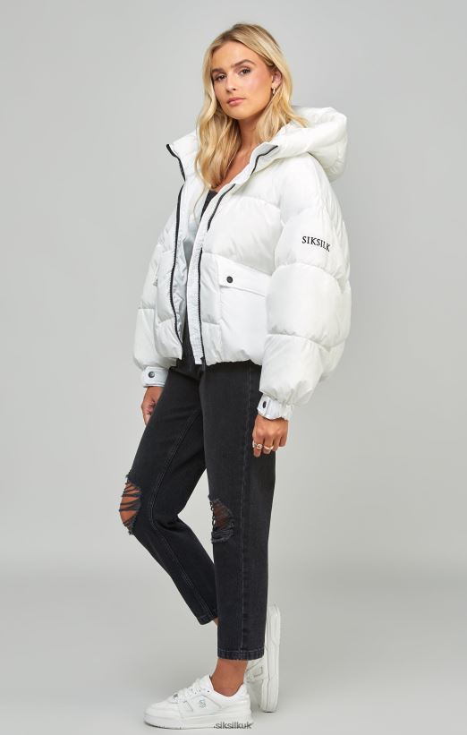 SikSilk Apparel 020XHH125 White Oversized Padded Coat Women