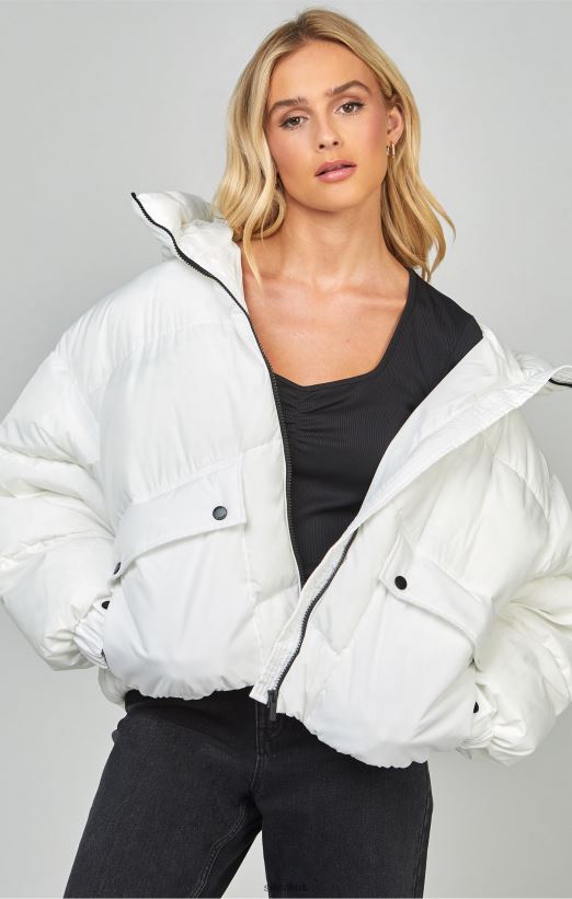 SikSilk Apparel 020XHH125 White Oversized Padded Coat Women