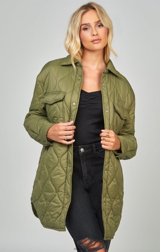 SikSilk Apparel 020XHH126 Khaki Lightweight Quilt Jacket Women