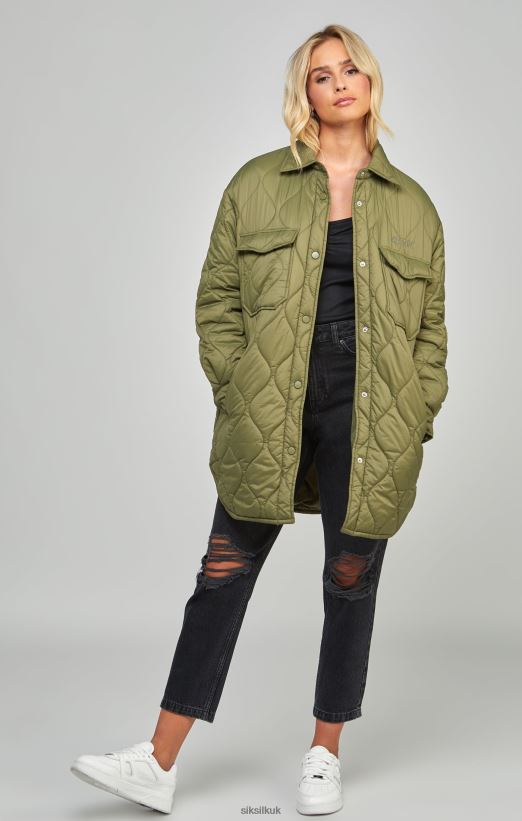 SikSilk Apparel 020XHH126 Khaki Lightweight Quilt Jacket Women