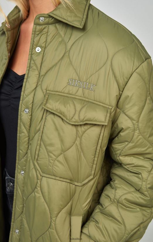 SikSilk Apparel 020XHH126 Khaki Lightweight Quilt Jacket Women