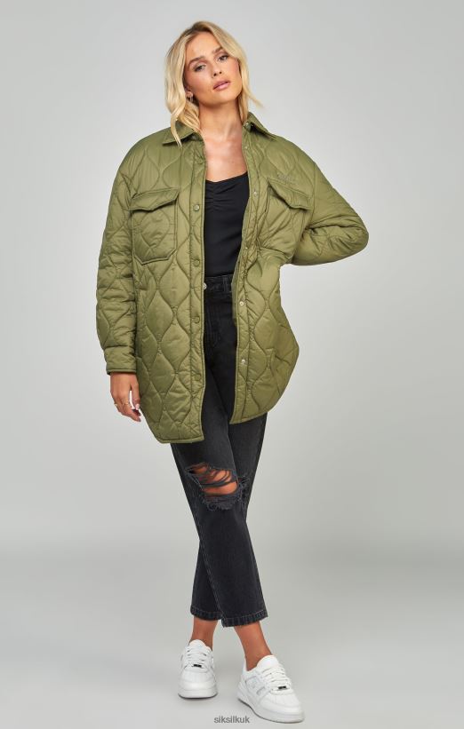 SikSilk Apparel 020XHH126 Khaki Lightweight Quilt Jacket Women