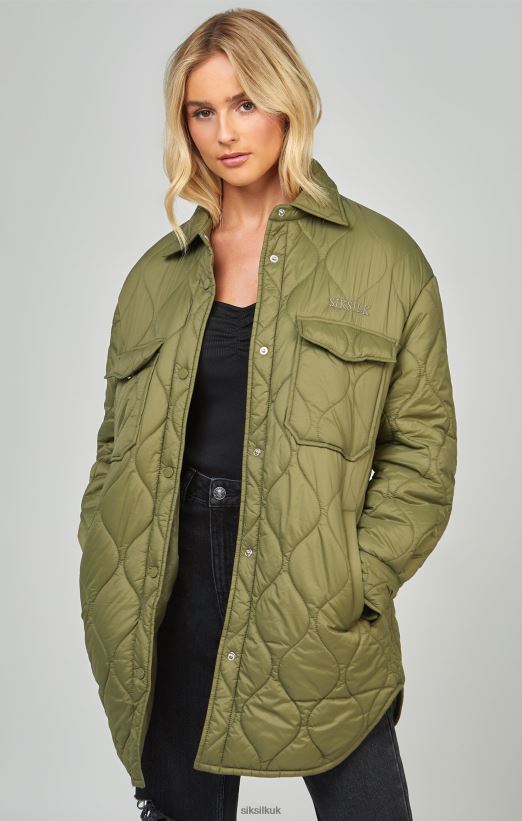 SikSilk Apparel 020XHH126 Khaki Lightweight Quilt Jacket Women