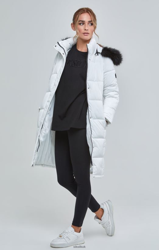 SikSilk Apparel 020XHH128 White Longline Padded Parka Women