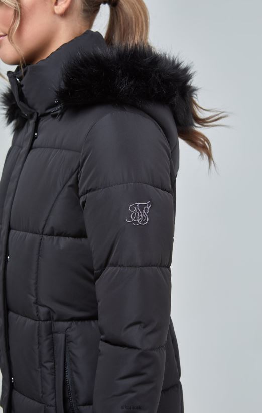 SikSilk Apparel 020XHH129 Black Longline Padded Parka Women