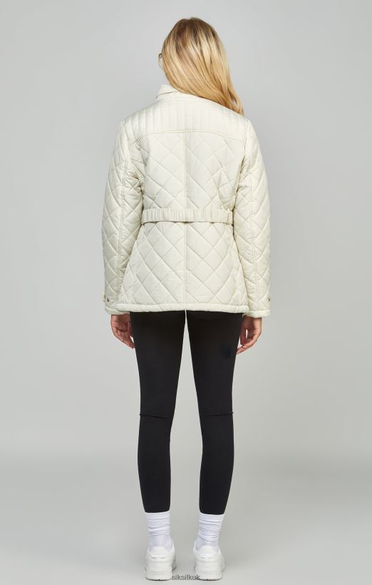 SikSilk Apparel 020XHH133 Cream Belted Quilted Jacket Women