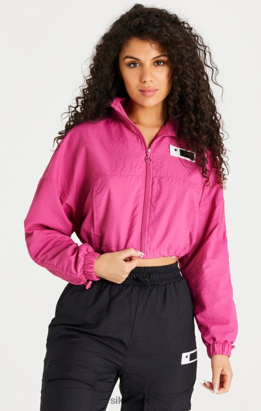 SikSilk Apparel 020XHH134 Pink Cropped Ruched Jacket Women