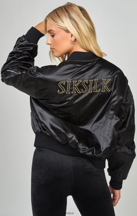 SikSilk Apparel 020XHH136 High Shine Oversized Bomber Jacket Women