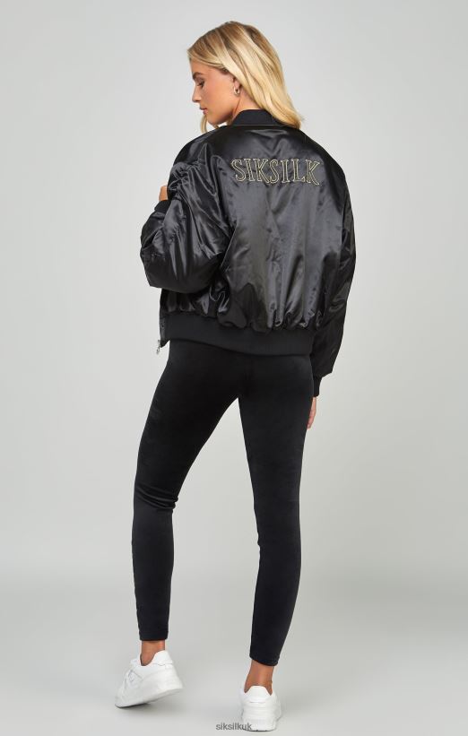 SikSilk Apparel 020XHH136 High Shine Oversized Bomber Jacket Women