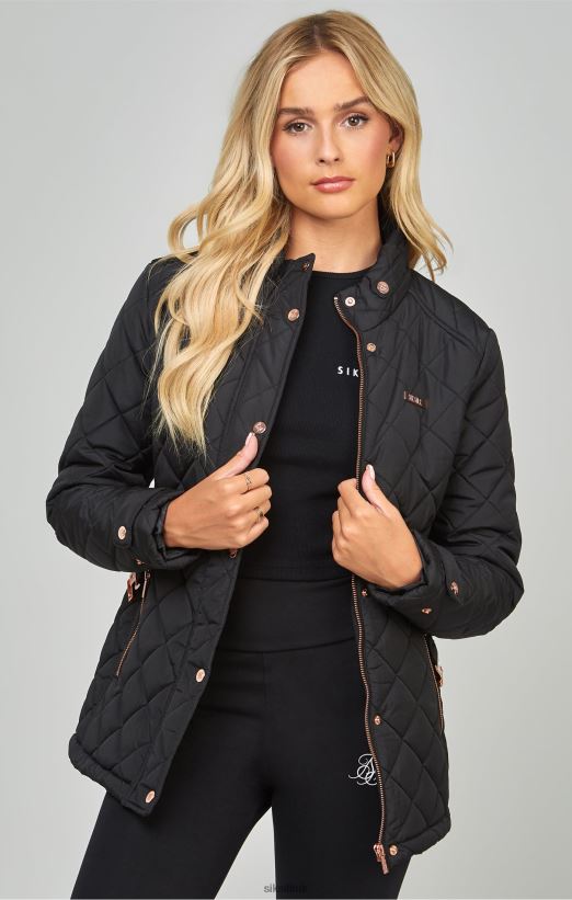SikSilk Apparel 020XHH138 Black Belted Quilted Jacket Women