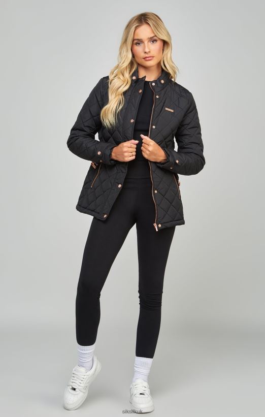SikSilk Apparel 020XHH138 Black Belted Quilted Jacket Women