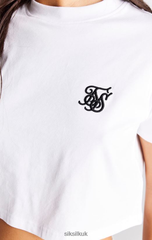 SikSilk Apparel 020XHH24 White Essential Box Fit Crop T-Shirt Women