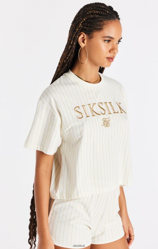 SikSilk Apparel 020XHH26 Ecru Stripe T-Shirt Women