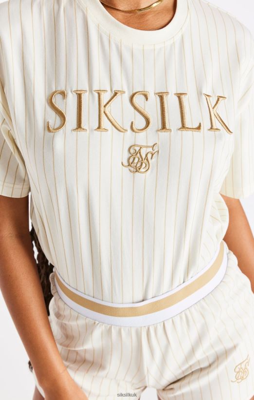SikSilk Apparel 020XHH26 Ecru Stripe T-Shirt Women