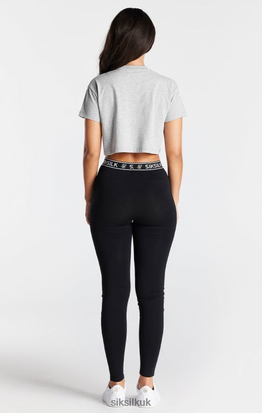SikSilk Apparel 020XHH29 Grey Marl Essential Box Fit Crop T-Shirt Women