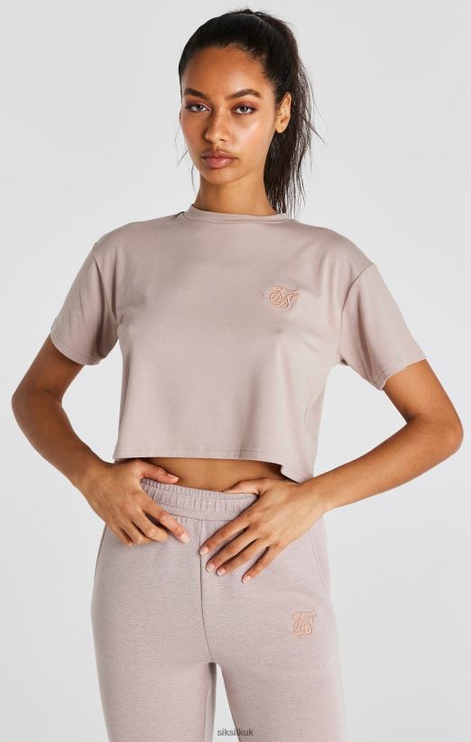 SikSilk Apparel 020XHH34 Washed Pink Crop T-Shirt Women