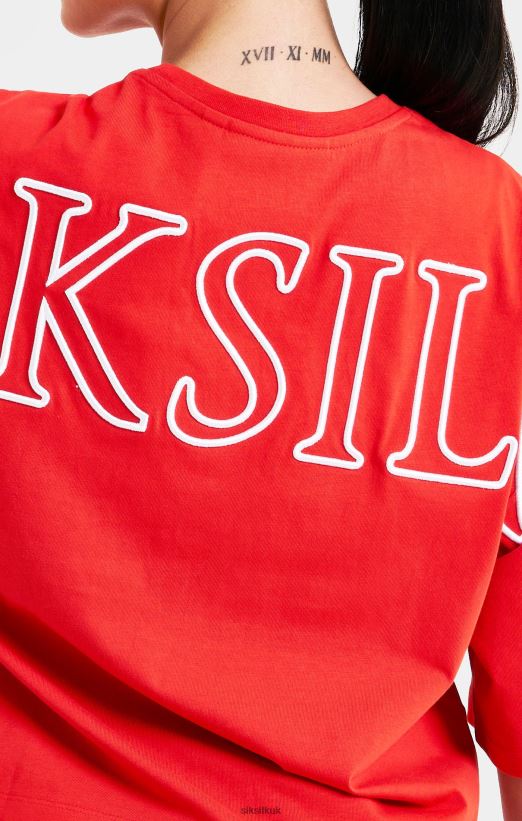 SikSilk Apparel 020XHH36 Red Branded Crop T-Shirt Women