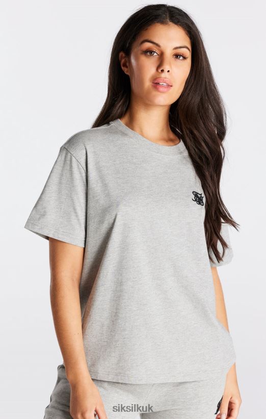 SikSilk Apparel 020XHH41 Grey Marl Essential Boyfriend T-Shirt Women