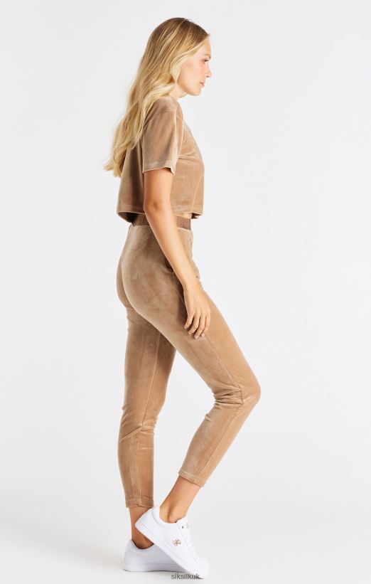 SikSilk Apparel 020XHH42 Gold Velour Cropped T-Shirt Women