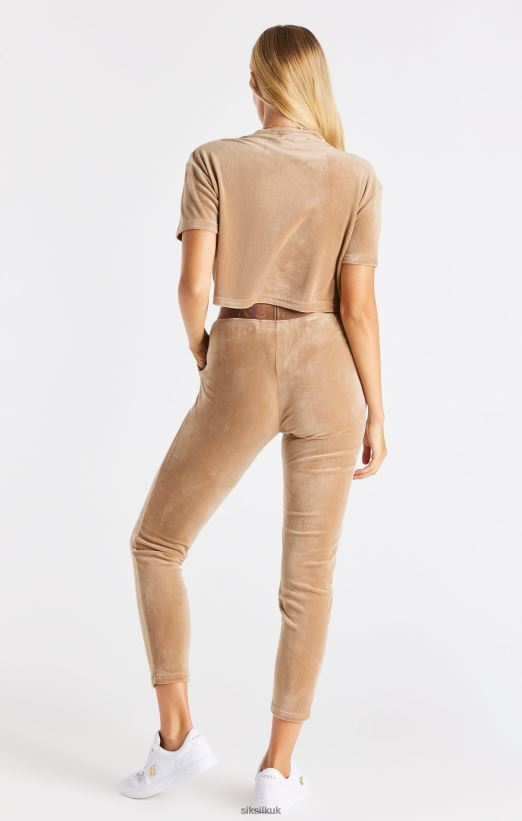 SikSilk Apparel 020XHH42 Gold Velour Cropped T-Shirt Women