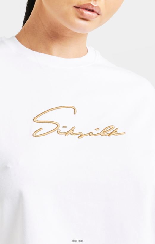 SikSilk Apparel 020XHH45 White Signature Crop Tee Women