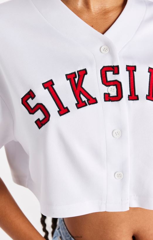 SikSilk Apparel 020XHH50 White Baseball Crop Jersey Women