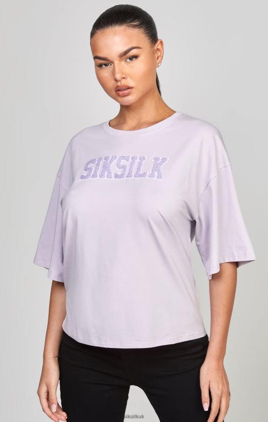 SikSilk Apparel 020XHH55 Purple Varsity Logo Crop T-Shirt Women