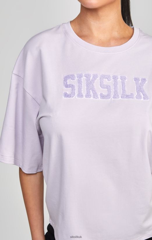 SikSilk Apparel 020XHH55 Purple Varsity Logo Crop T-Shirt Women