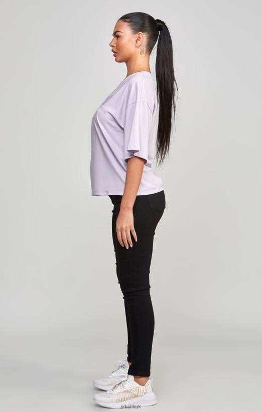 SikSilk Apparel 020XHH55 Purple Varsity Logo Crop T-Shirt Women