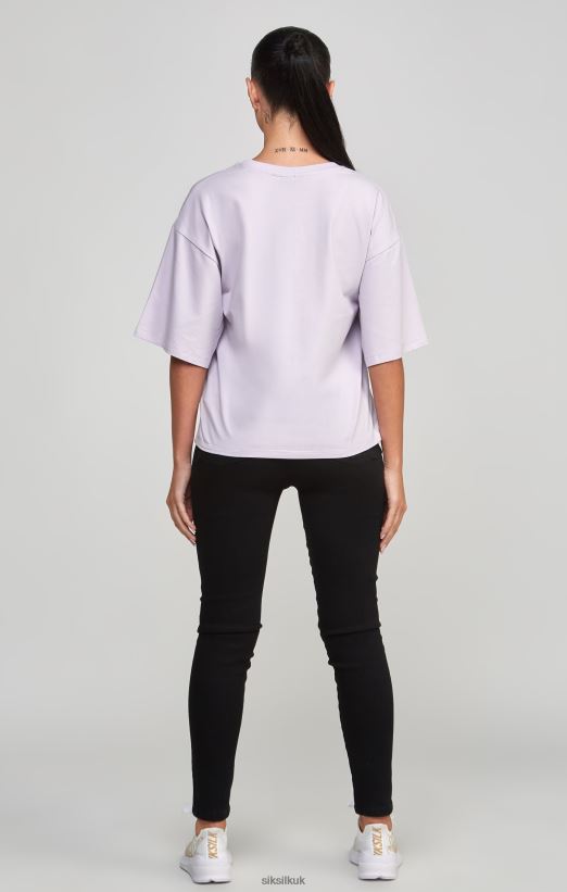 SikSilk Apparel 020XHH55 Purple Varsity Logo Crop T-Shirt Women