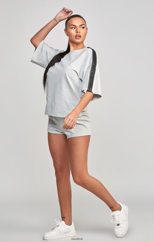 SikSilk Apparel 020XHH58 Grey Taped Crop T-Shirt Women