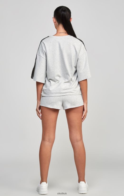 SikSilk Apparel 020XHH58 Grey Taped Crop T-Shirt Women