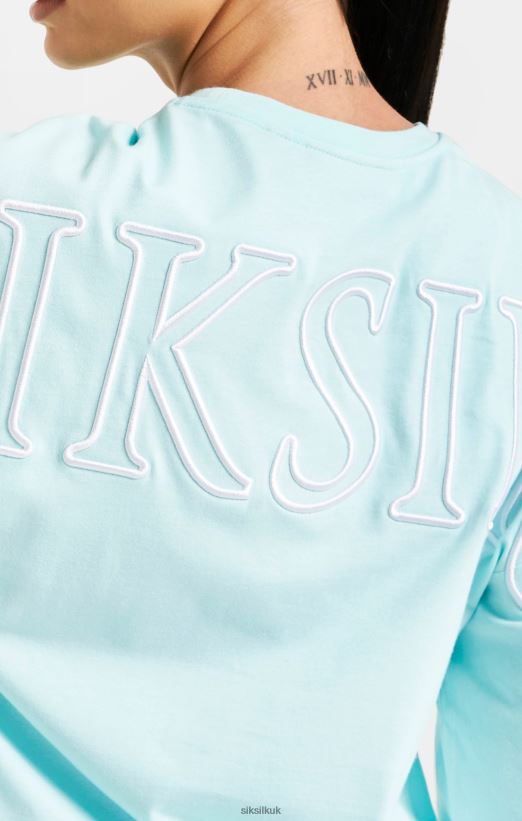 SikSilk Apparel 020XHH60 Aqua Branded Crop T-Shirt Women