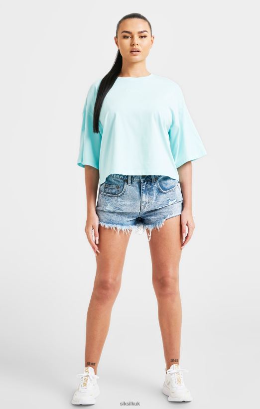 SikSilk Apparel 020XHH60 Aqua Branded Crop T-Shirt Women