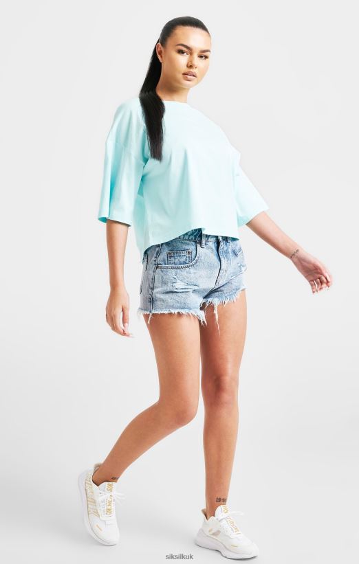 SikSilk Apparel 020XHH60 Aqua Branded Crop T-Shirt Women