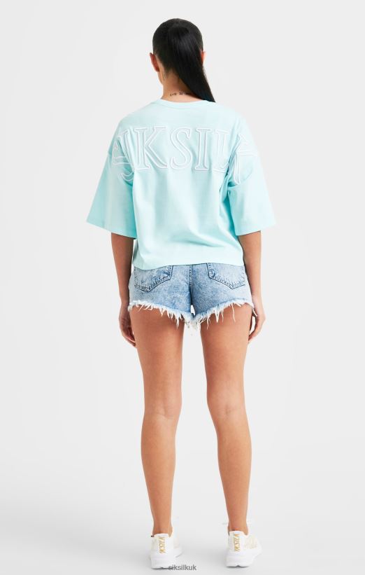 SikSilk Apparel 020XHH60 Aqua Branded Crop T-Shirt Women