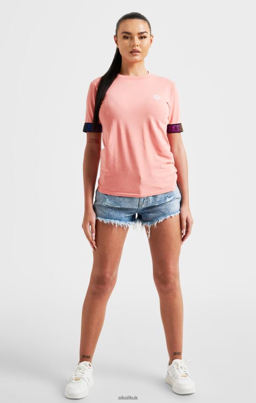 SikSilk Apparel 020XHH61 Coral Taped Crop T-Shirt Women